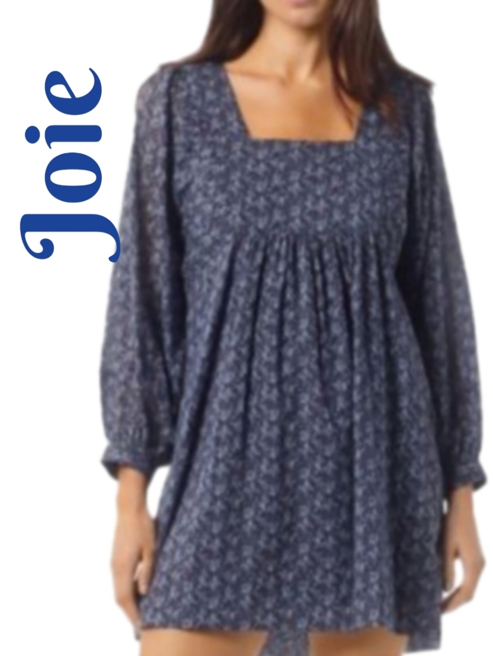 Joie All Cotton Women's Dress Sz L Babydoll Blues & White Lined Button Wrist